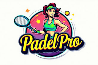 do awesome retro of woman padel ball athlete  mascot logo design