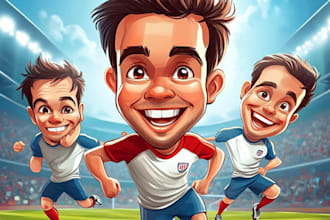 draw sports cartoon with big head or caricature style