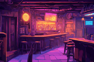 design concept art illustration and cyberpunk background