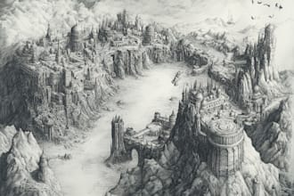 draw colored map illustrations of fantasy and city maps