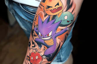make comic cartoon anime tattoo design