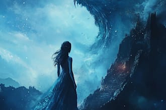 make fantasy book cover, thriller book cover design in unique style
