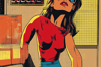 draw in comic style and retro colors