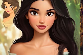 draw you a beautiful portrait disney cartoon style