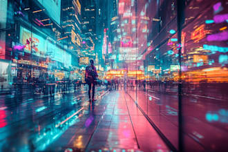 make a cyberpunk city sci fi style for you