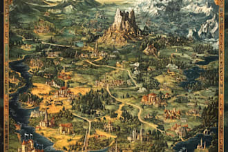 create fantasy map illustration for dnd, novels and games