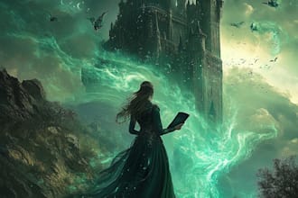 create a unique fantasy book cover illustration