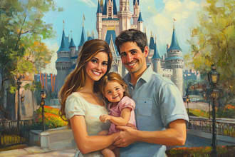 design a disney family portrait illustration