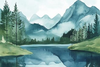draw a watercolor landscape illustration