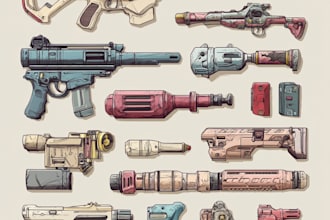 make a 3d weapon illustration for gaming