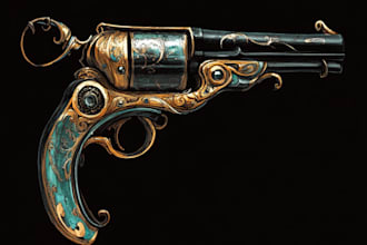 draw a 3d weapon illustration for gaming