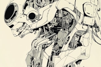 do mecha illustration in awesome details