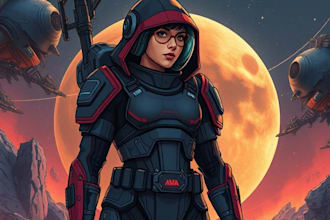 make a sci fi character and sci fi art