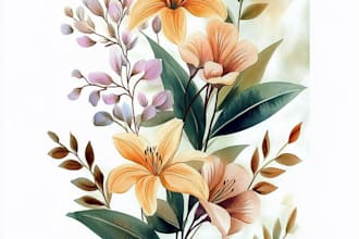 make a botanical illustration of flowers, plants, fruits