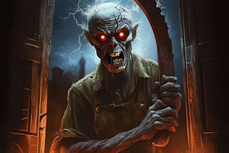 do awesome artwork for dark art, horror creepy illustration