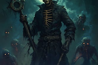 draw fantasy style horror character art for you