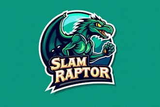 design an awesome slam raptor mascot logo with express delivery