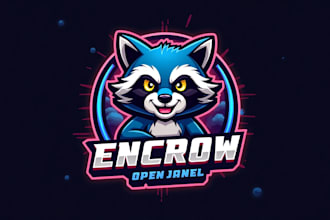 do esport raccoon icon sticker mascot logo design