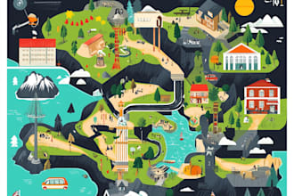 create vector map, city map, site map, event map in illustrator