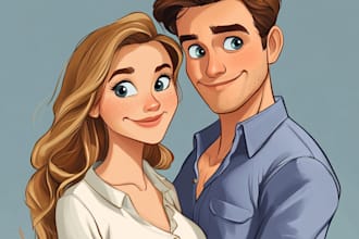 draw custom family, couple, pet portraits in my disney style
