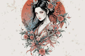 create your japanese custom tattoo design and illustration