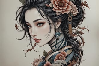 create original custom japanese tattoo design for you