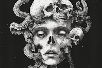 do awesome artwork for dark art, horror, creepy illustration