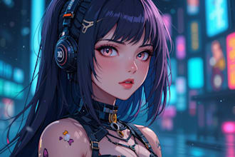 create concept art of cyberpunk and streetpunk illustration