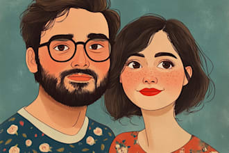 illustrate a vintage couple portrait