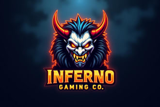 do awesome demonic head esport mascot logo design