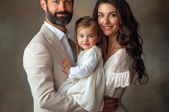 draw fantasy character logo and family portrait