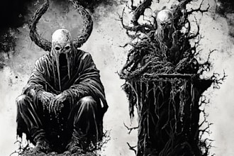 draw custom tarot card illustration with dark art style