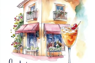 paint watercolor sketch illustration food illusration, architecture, flowers