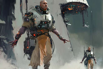 professional concept art for characters fantasy cyberpunk science fiction