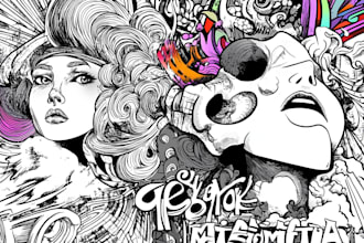draw doodle art illustration designs on any topicc