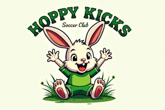 do awesome playful soccer bunny mascot logo   design