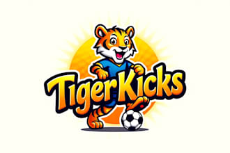 do awesome energetic soccer tiger mascot logo design