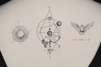 create minimalist line art tattoo with my style