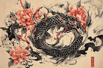 create original custom japanese tattoo design for you