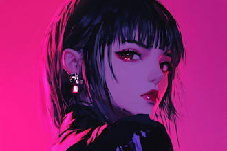 make portrait illustration with cyberpunk anime style