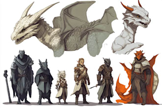 make a dragons and dnd character illustration