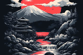 draw japanese art illustrations for t shirts,