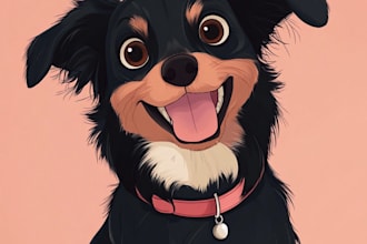 make your pet portrait into cute disney style illustration
