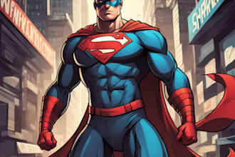 create superhero comic cover in my style