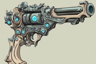 draw a 3d weapon illustration for gaming