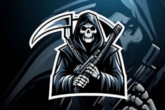 do awesome reaper silhouette version grim  mascot logo design