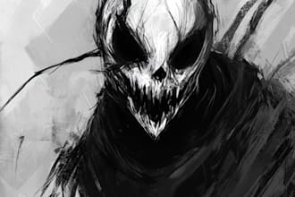 design vintage fantasy horror fun cartoon character for logo