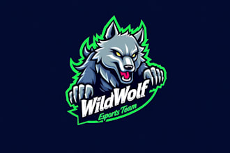 do wild wolf esport mascot logo design with company