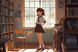 create an anime character illustration for commercial use