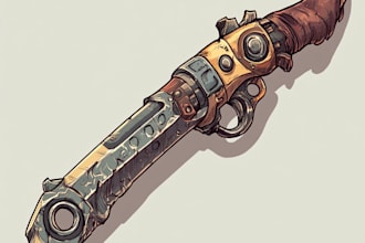 make a 3d weapon illustration for gaming